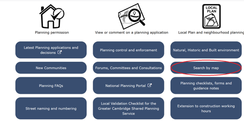 Planning homepage with 'Search by Map' button circled