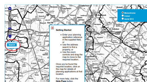 Mapping software with menu open