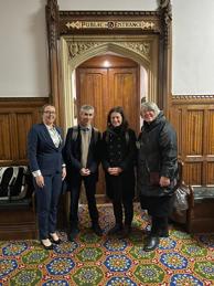 Cllr Smith, alongside other panellists, outside of the Environmental Audit Committee at Parliament