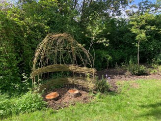 A natural seating area at the Hibbert-Ware Memorial Garden.